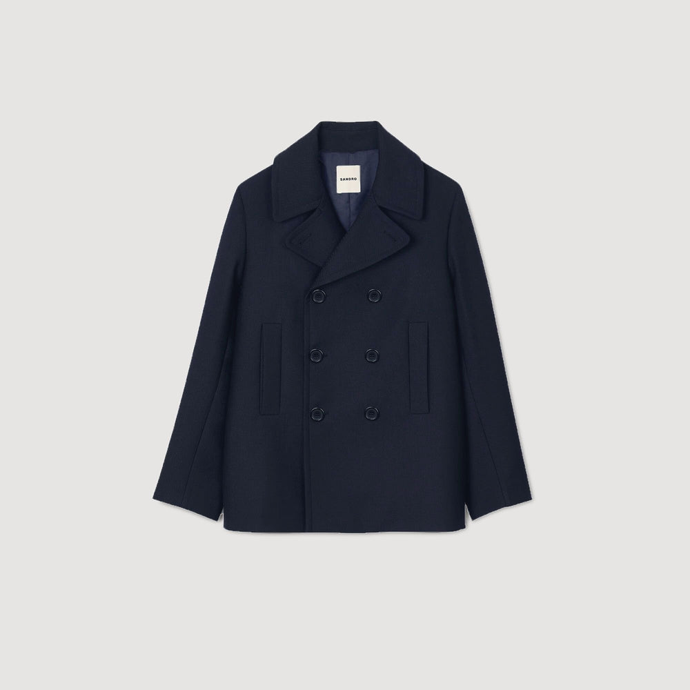 Wool blend peacoat Navy Blue Sandro Men