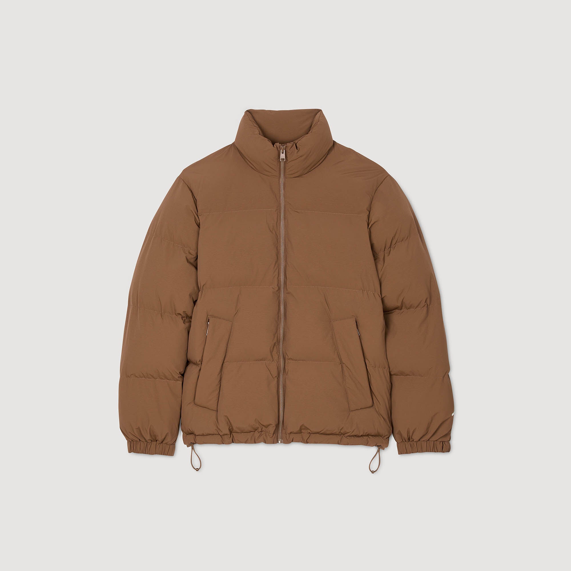 Hooded puffer with high collar Cognac Sandro Men