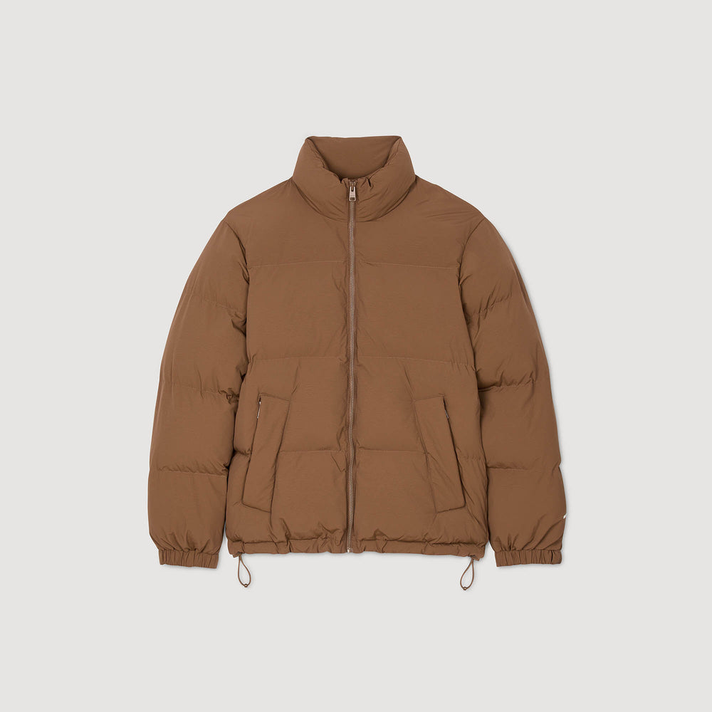 Hooded puffer with high collar Cognac Sandro Men
