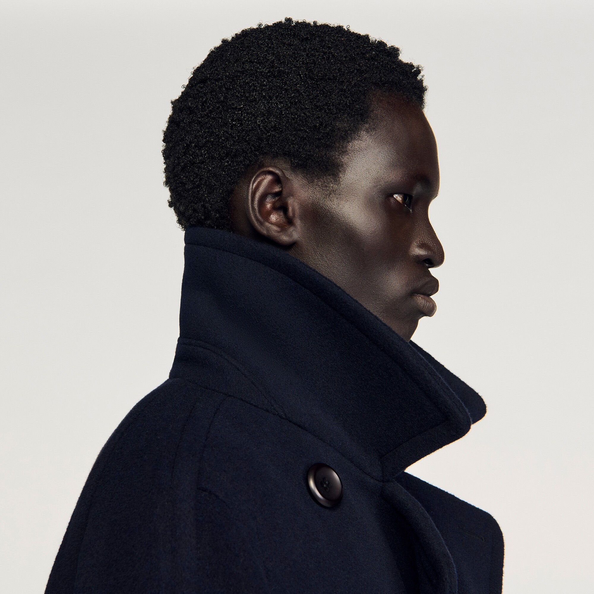 Double-breasted wool coat Navy Blue Sandro Men