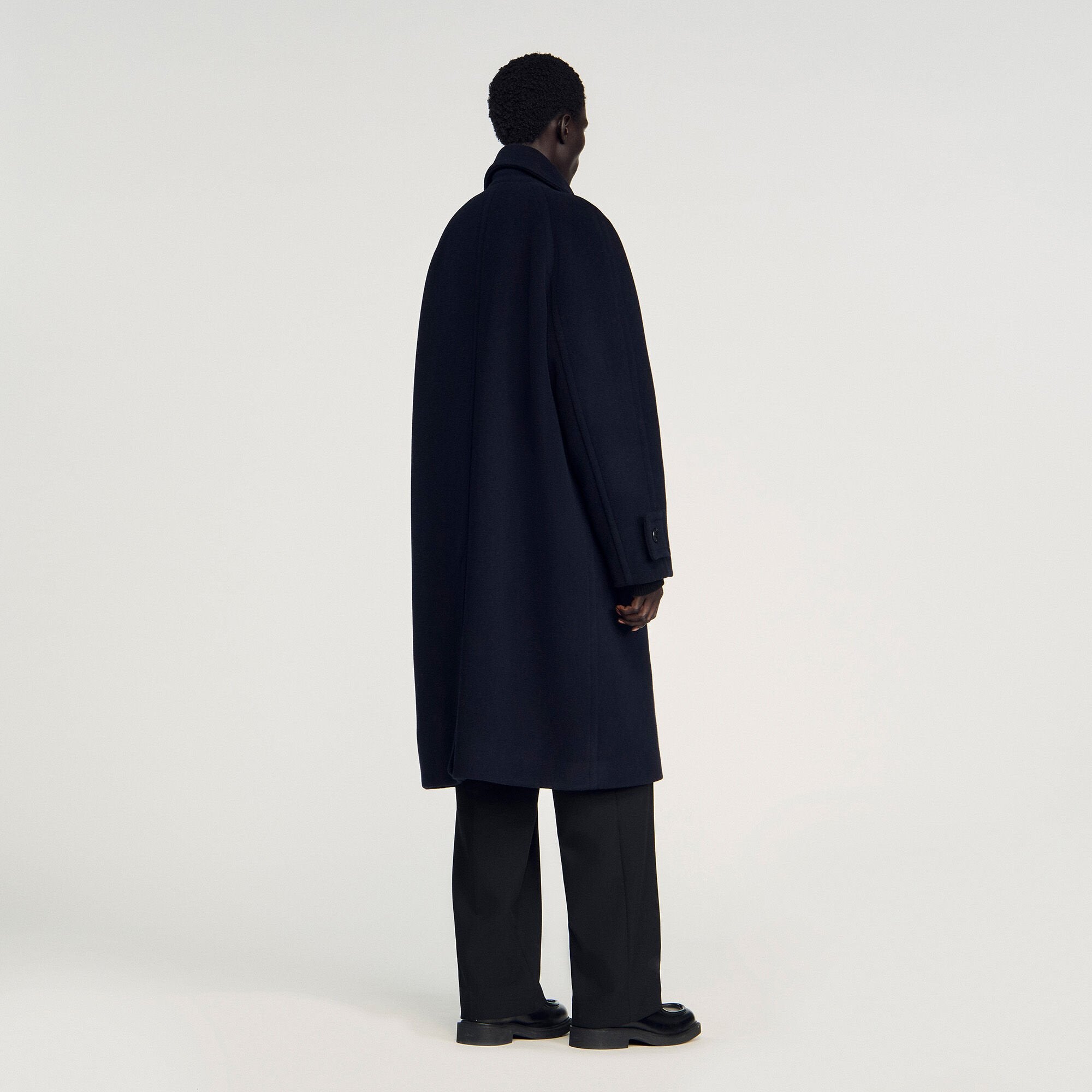 Double-breasted wool coat Navy Blue Sandro Men