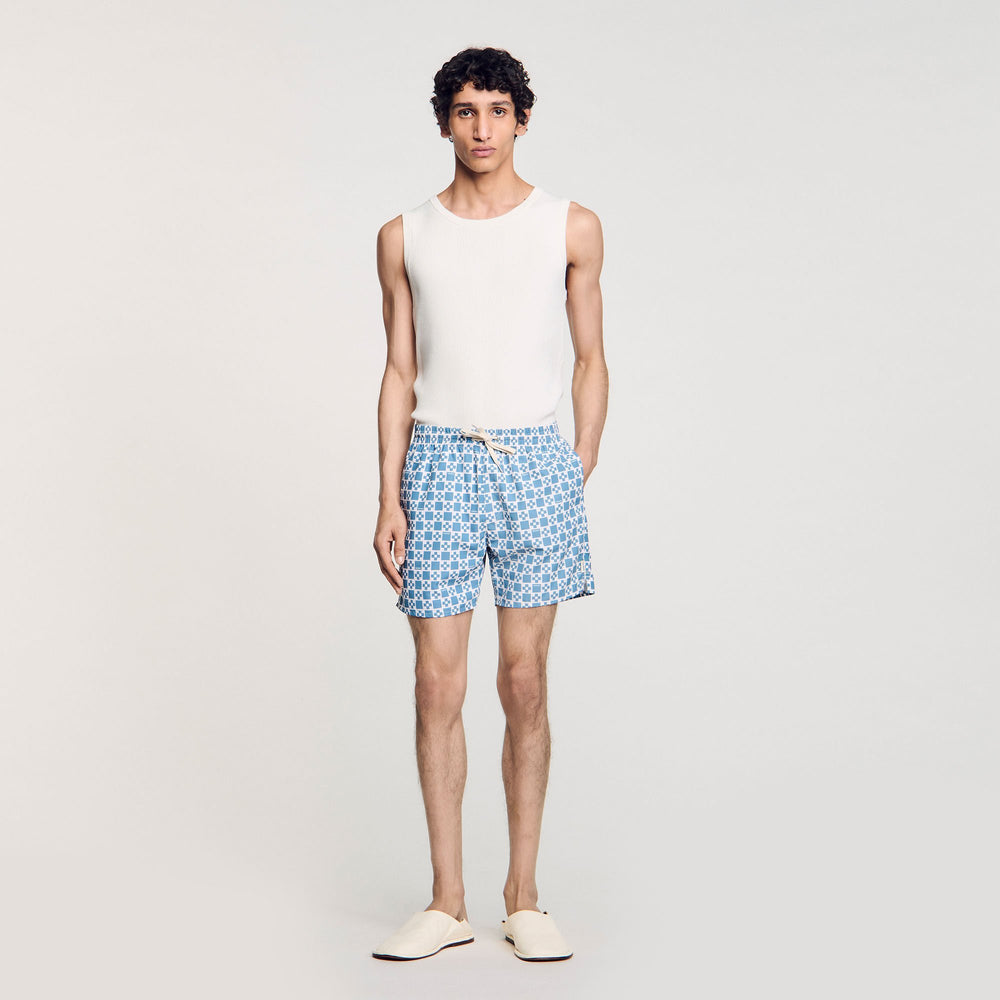 Square Cross swim shorts Blue Sky Sandro Men