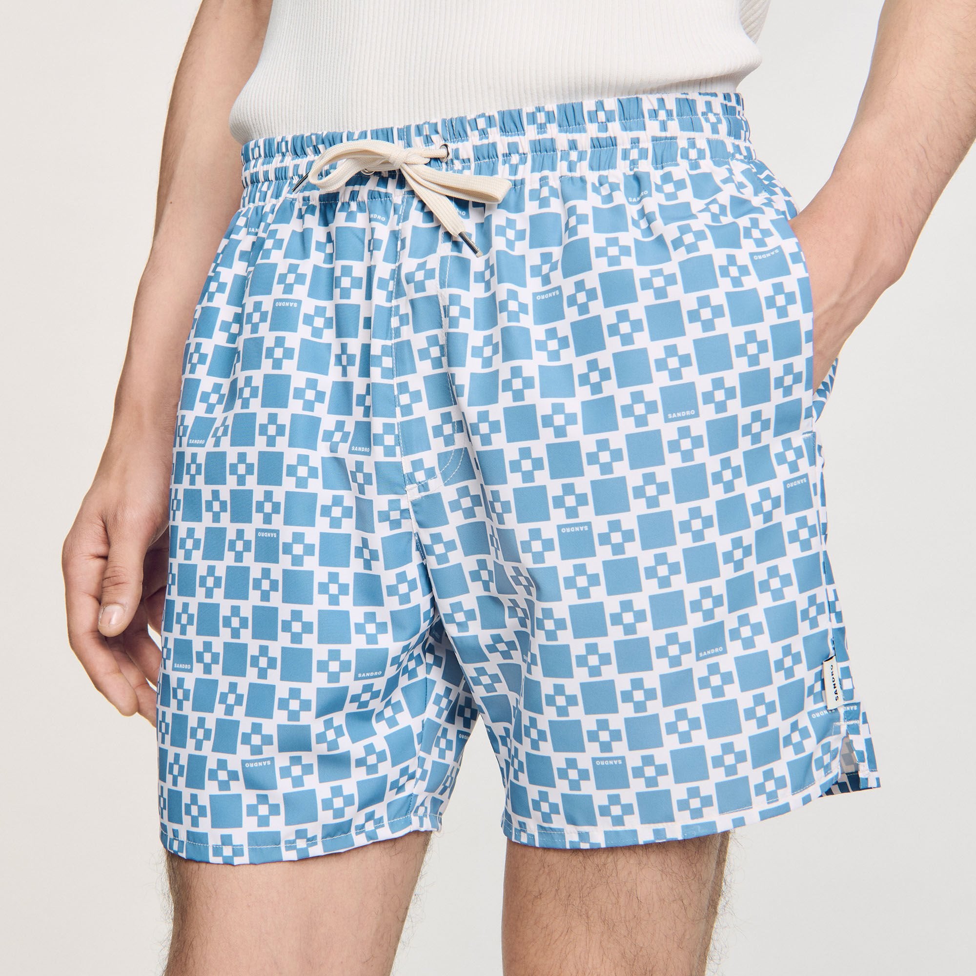 Square Cross swim shorts Blue Sky Sandro Men