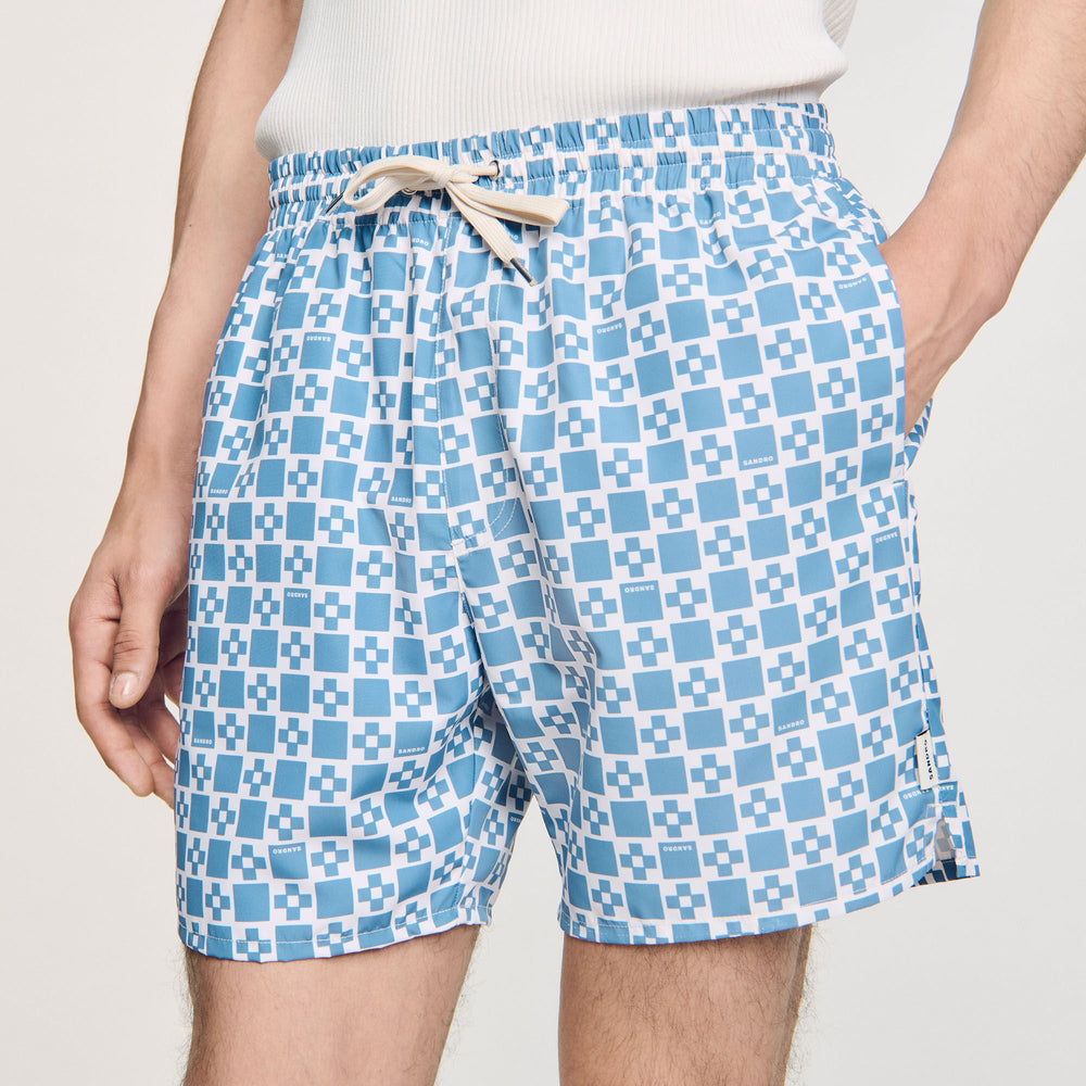 Square Cross swim shorts Blue Sky Sandro Men