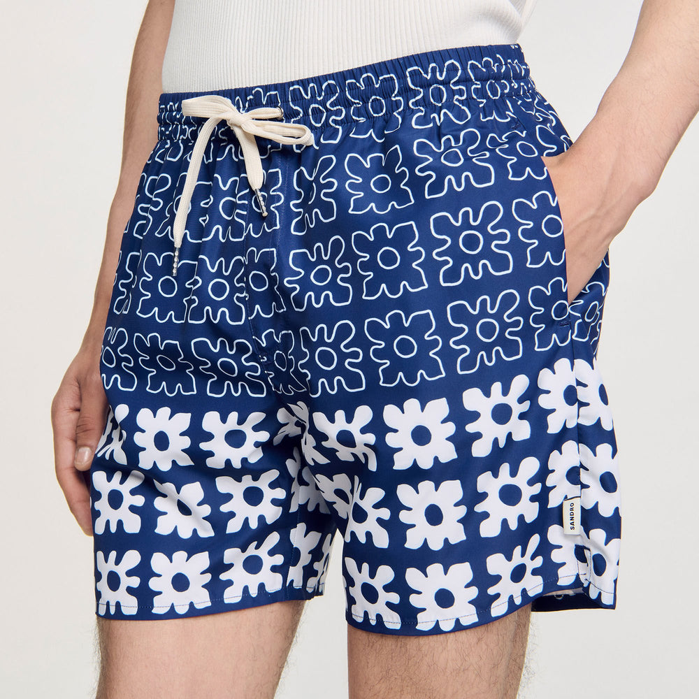 Floral print swim trunks Midnight Blue Sandro Men