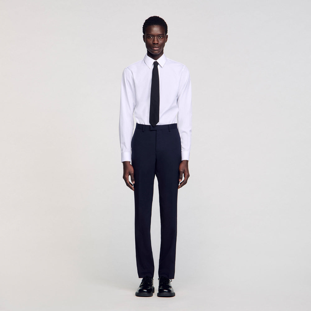 Classic wool suit pants Navy Blue Sandro Men