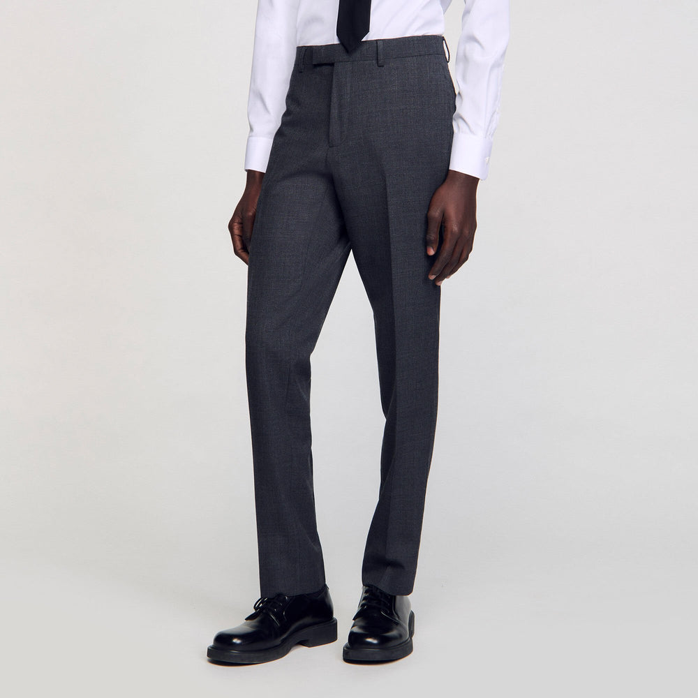 Wool suit trousers Mocked Grey Sandro Men