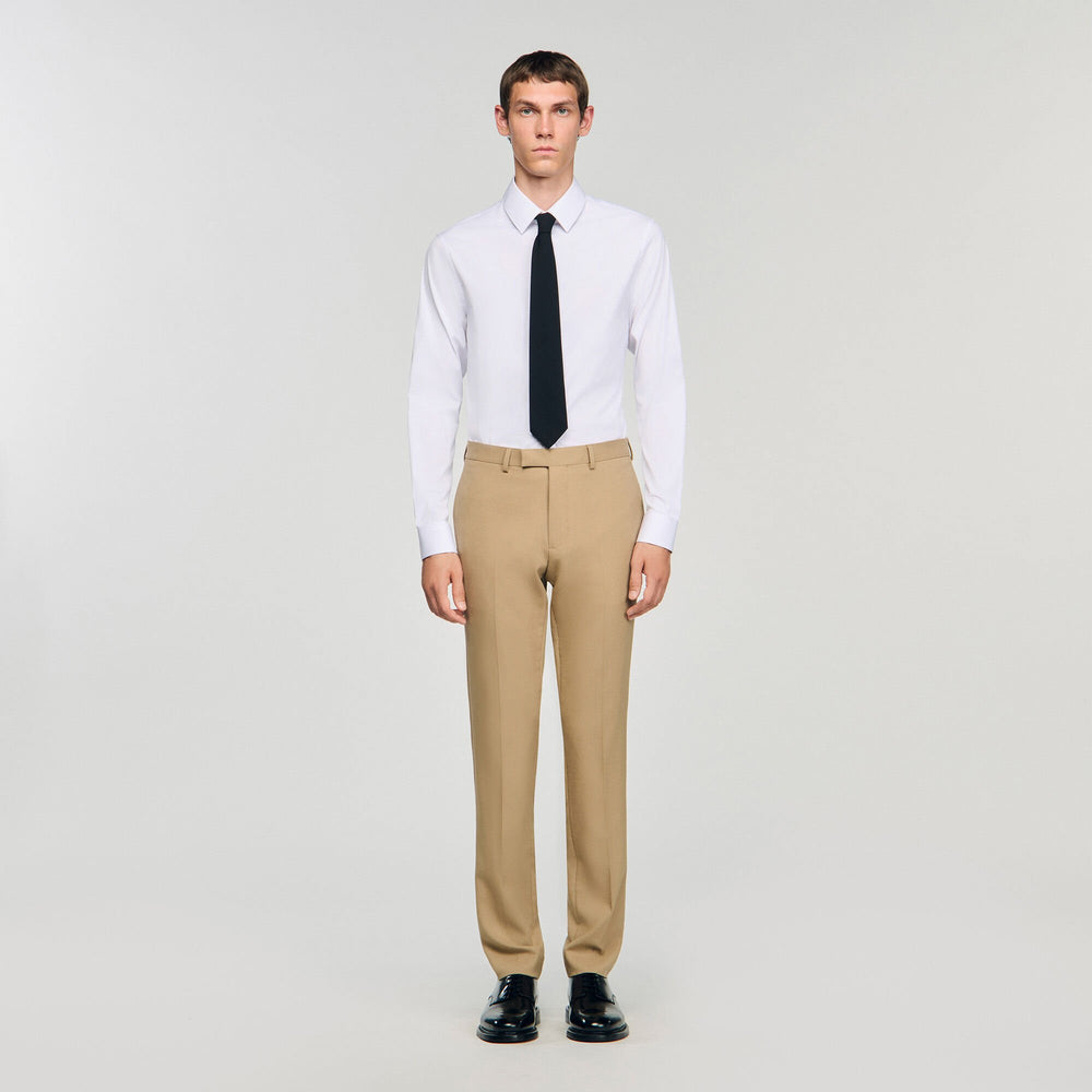 Wool suit trousers Beige Sandro Men