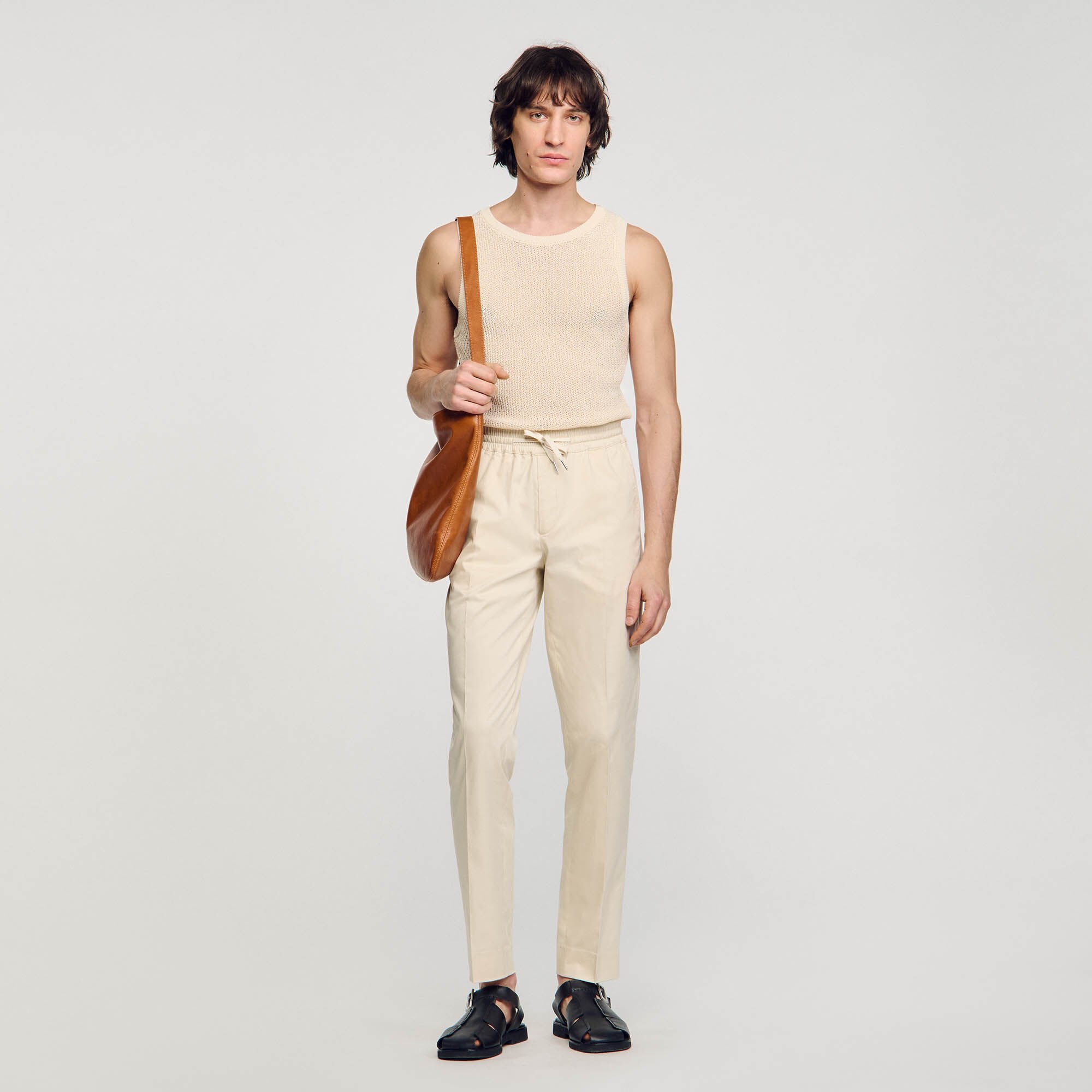 Elasticated straight-leg trousers Light Beige Sandro Men
