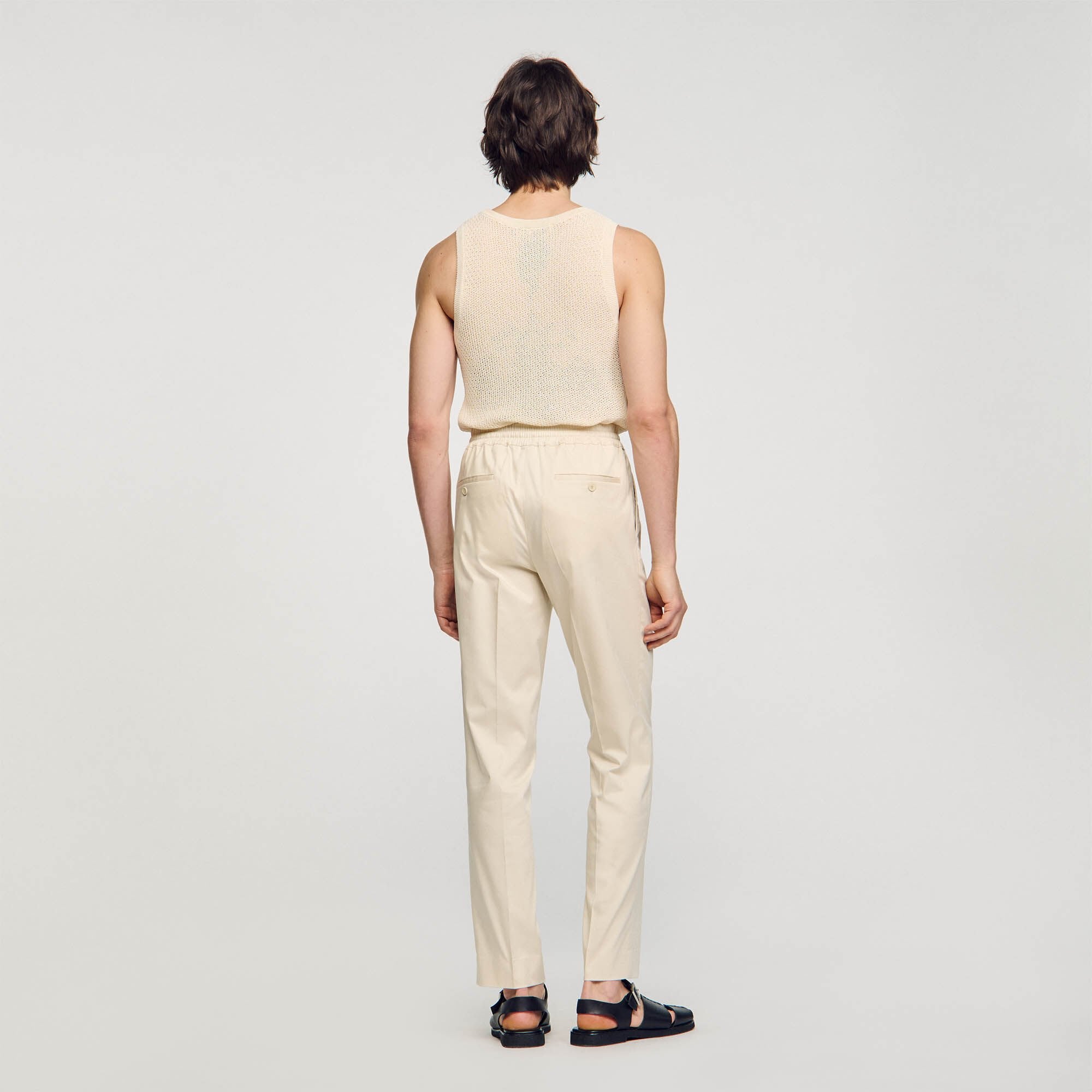 Elasticated straight-leg trousers Light Beige Sandro Men