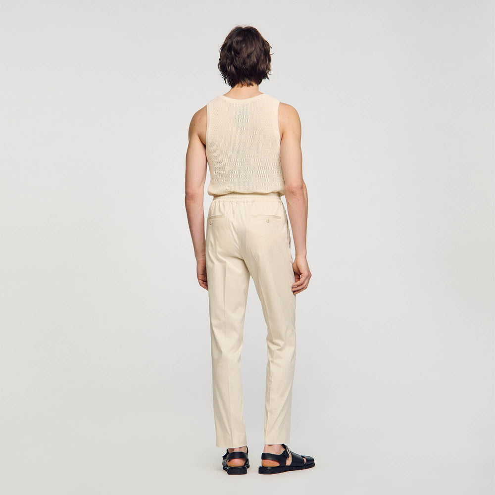 Elasticated straight-leg trousers Light Beige Sandro Men