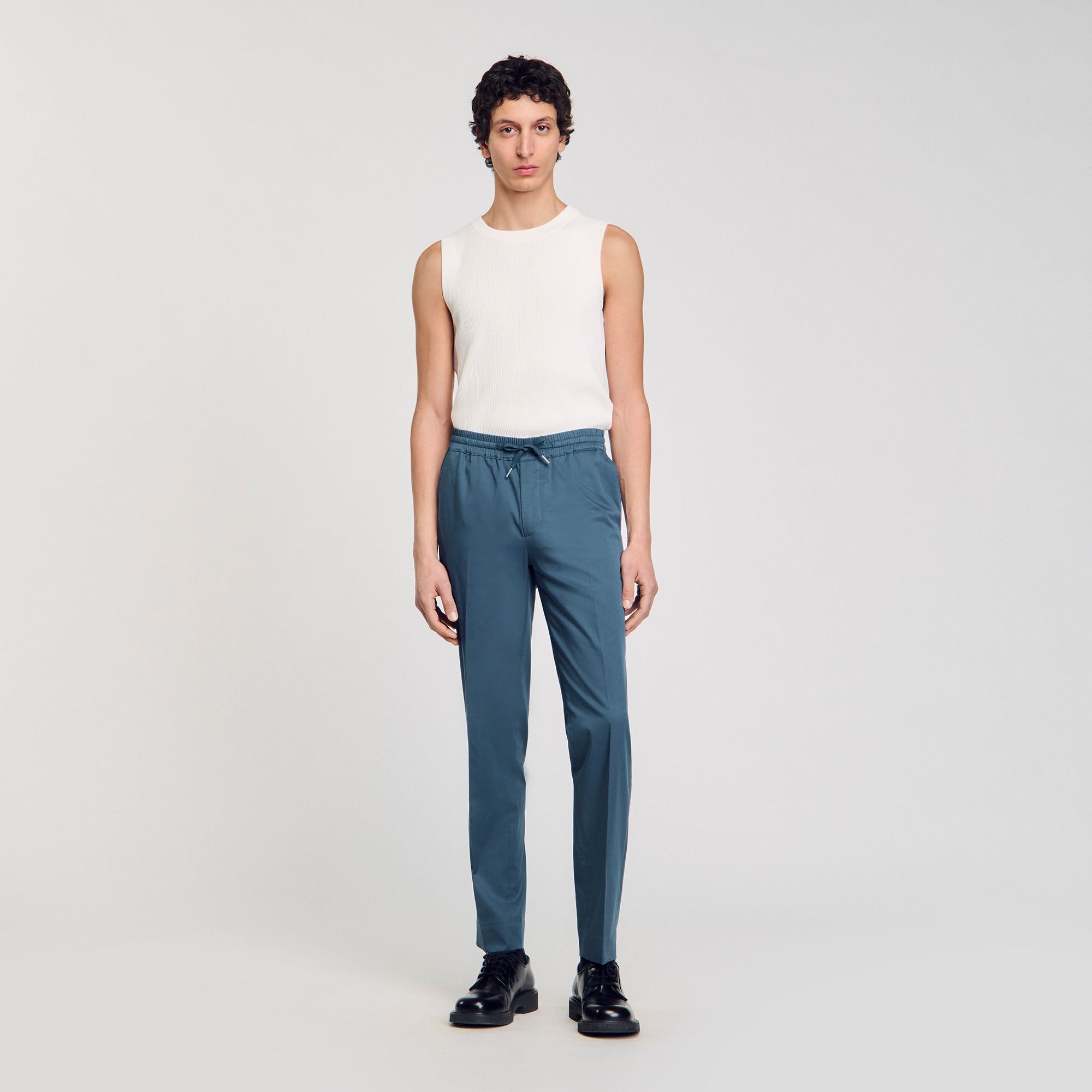 Elasticated straight-leg trousers Thunderstorm Blue Sandro Men