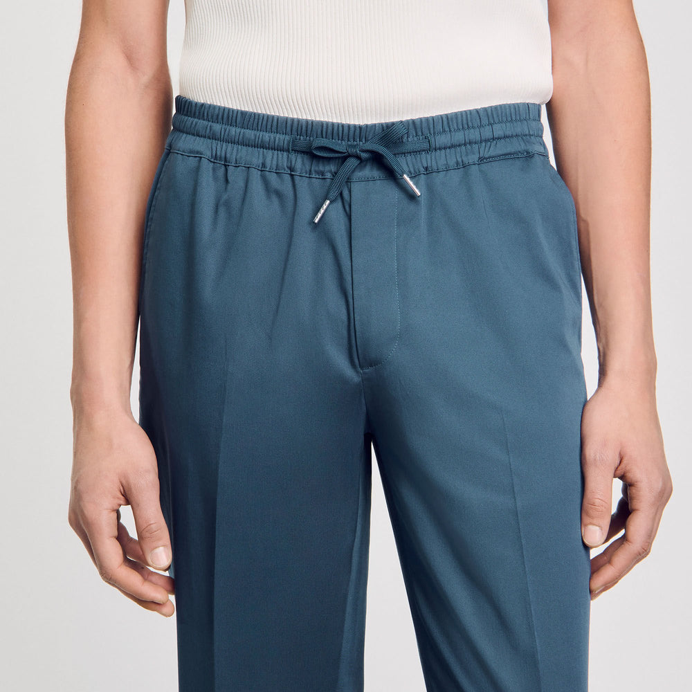 Elasticated straight-leg trousers Thunderstorm Blue Sandro Men