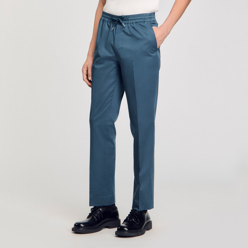Elasticated straight-leg trousers Thunderstorm Blue Sandro Men