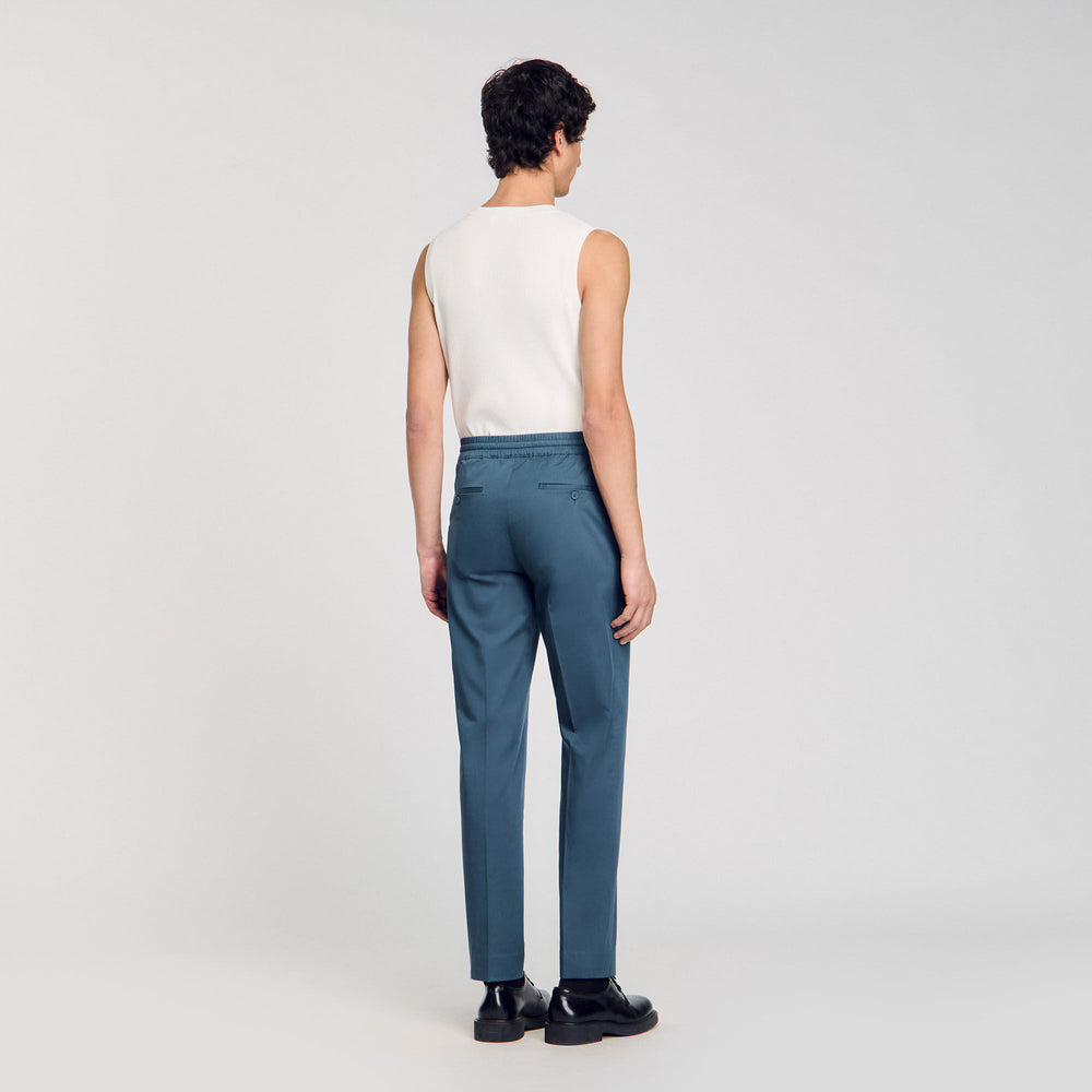 Elasticated straight-leg trousers Thunderstorm Blue Sandro Men
