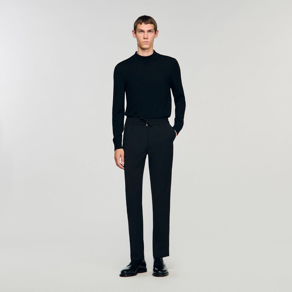 Elasticated straight-leg trousers Black Sandro Men