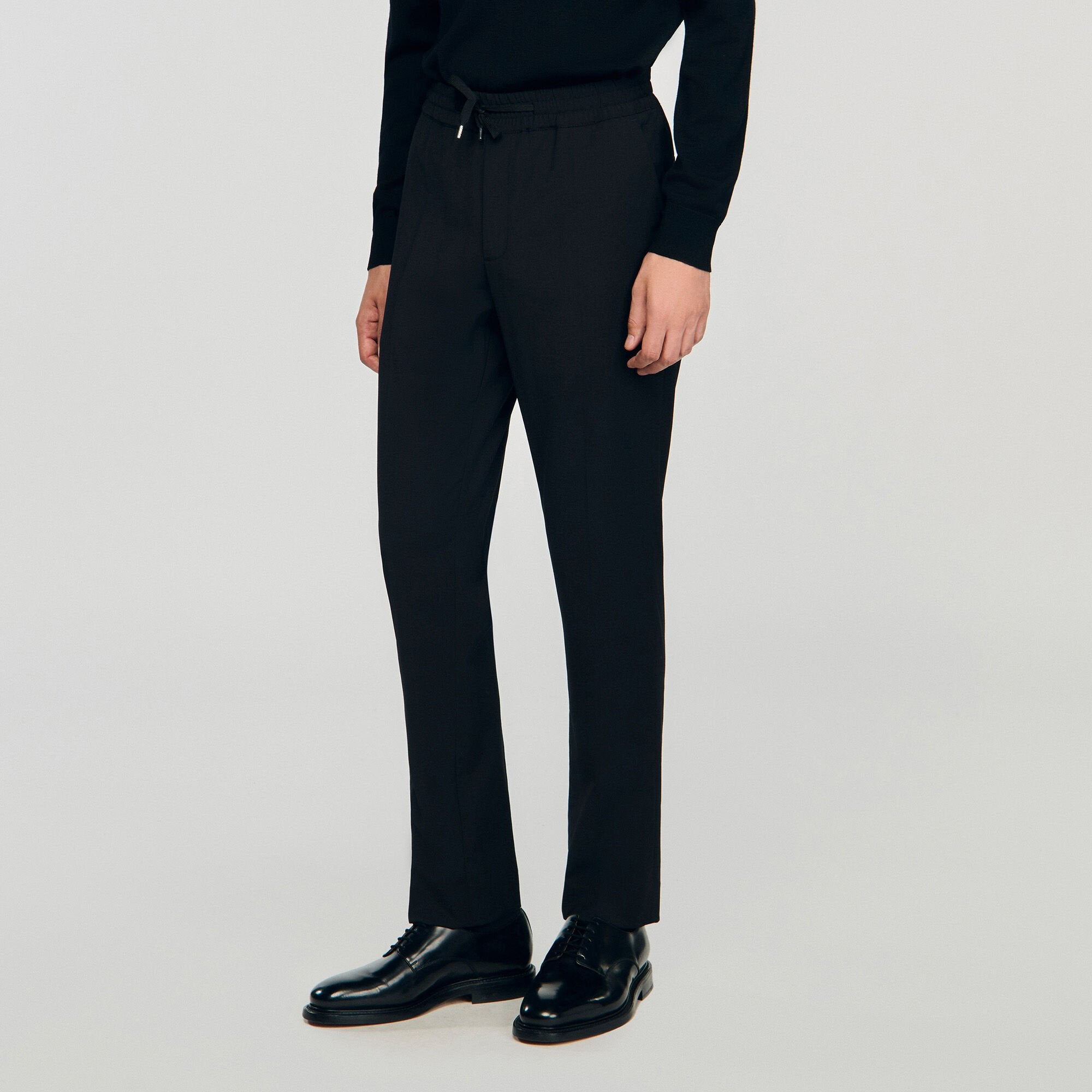 Elasticated straight-leg trousers Black Sandro Men