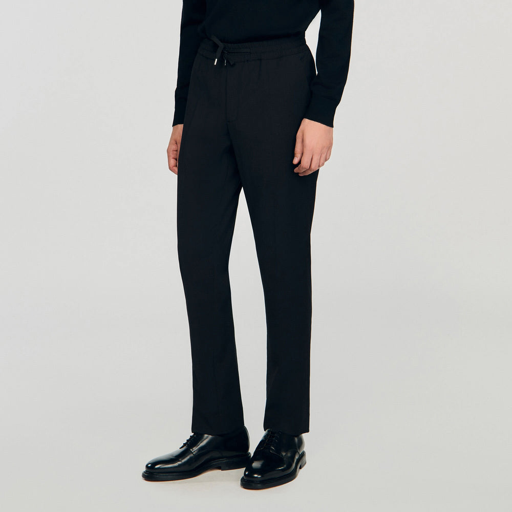 Elasticated straight-leg trousers Black Sandro Men