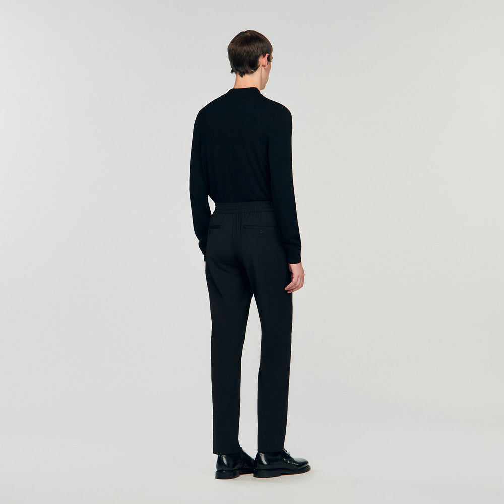 Elasticated straight-leg trousers Black Sandro Men