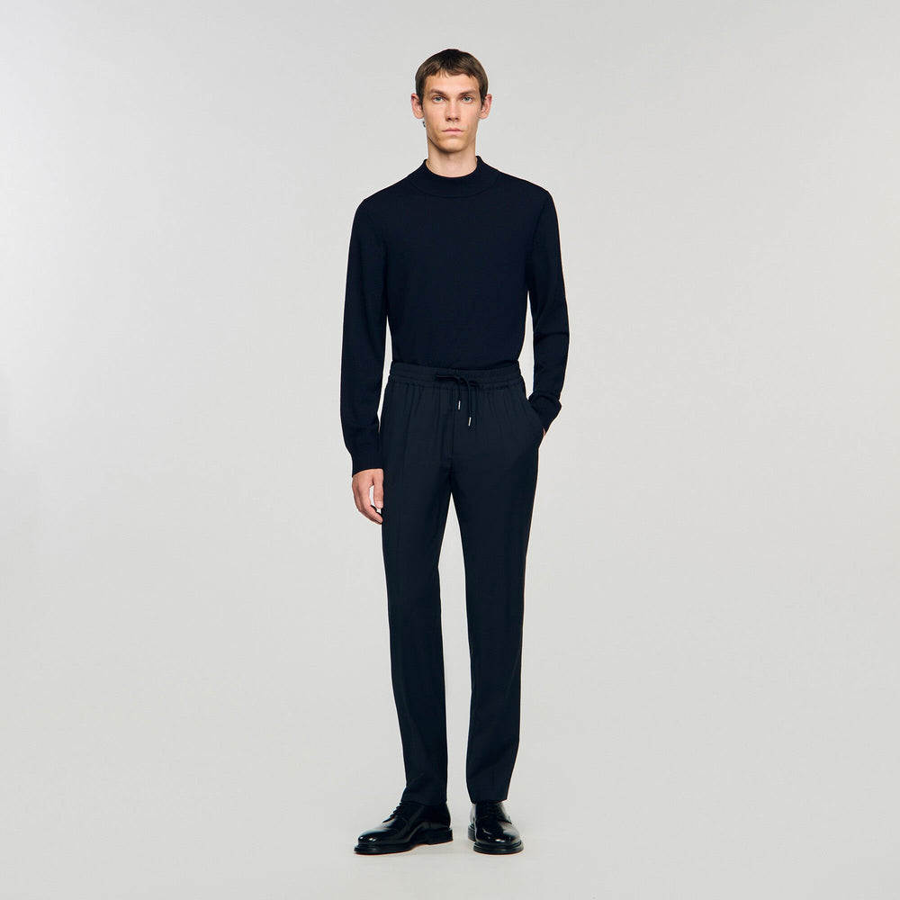 Elasticated straight-leg trousers Navy Blue Sandro Men