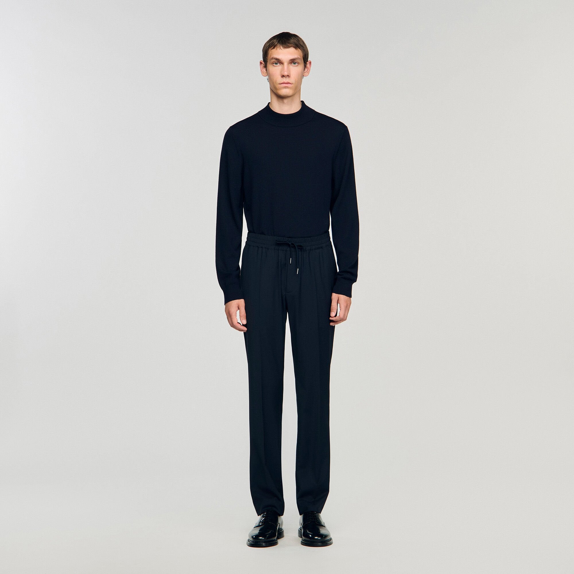 Elasticated straight-leg trousers Navy Blue Sandro Men