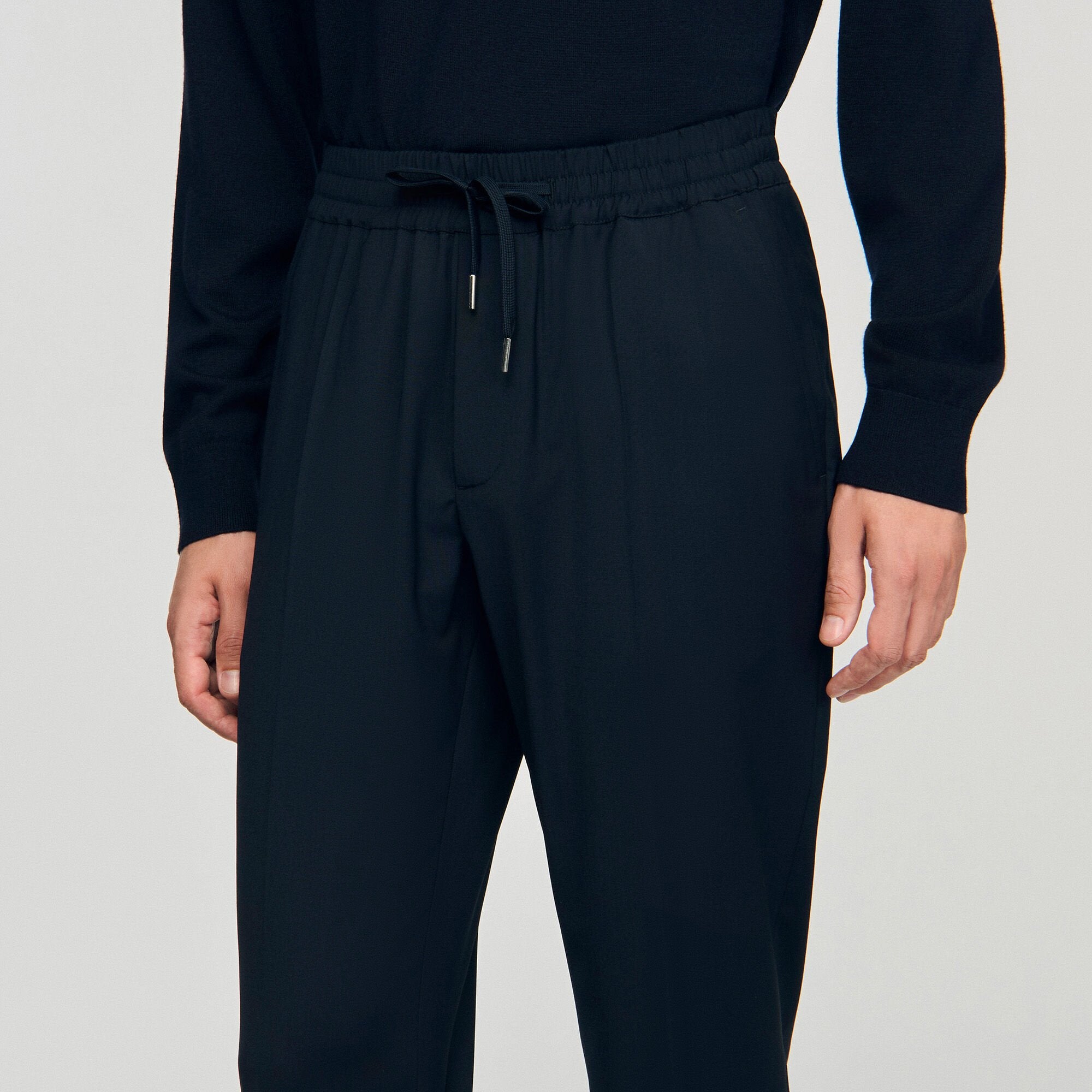 Elasticated straight-leg trousers Navy Blue Sandro Men
