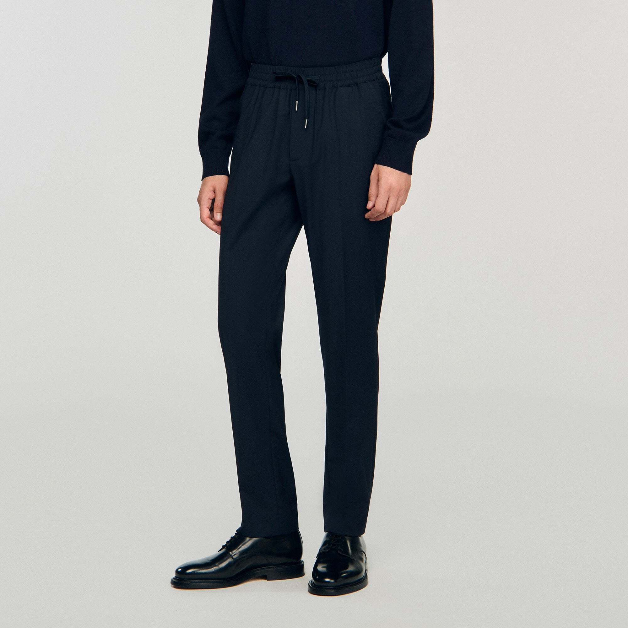 Elasticated straight-leg trousers Navy Blue Sandro Men