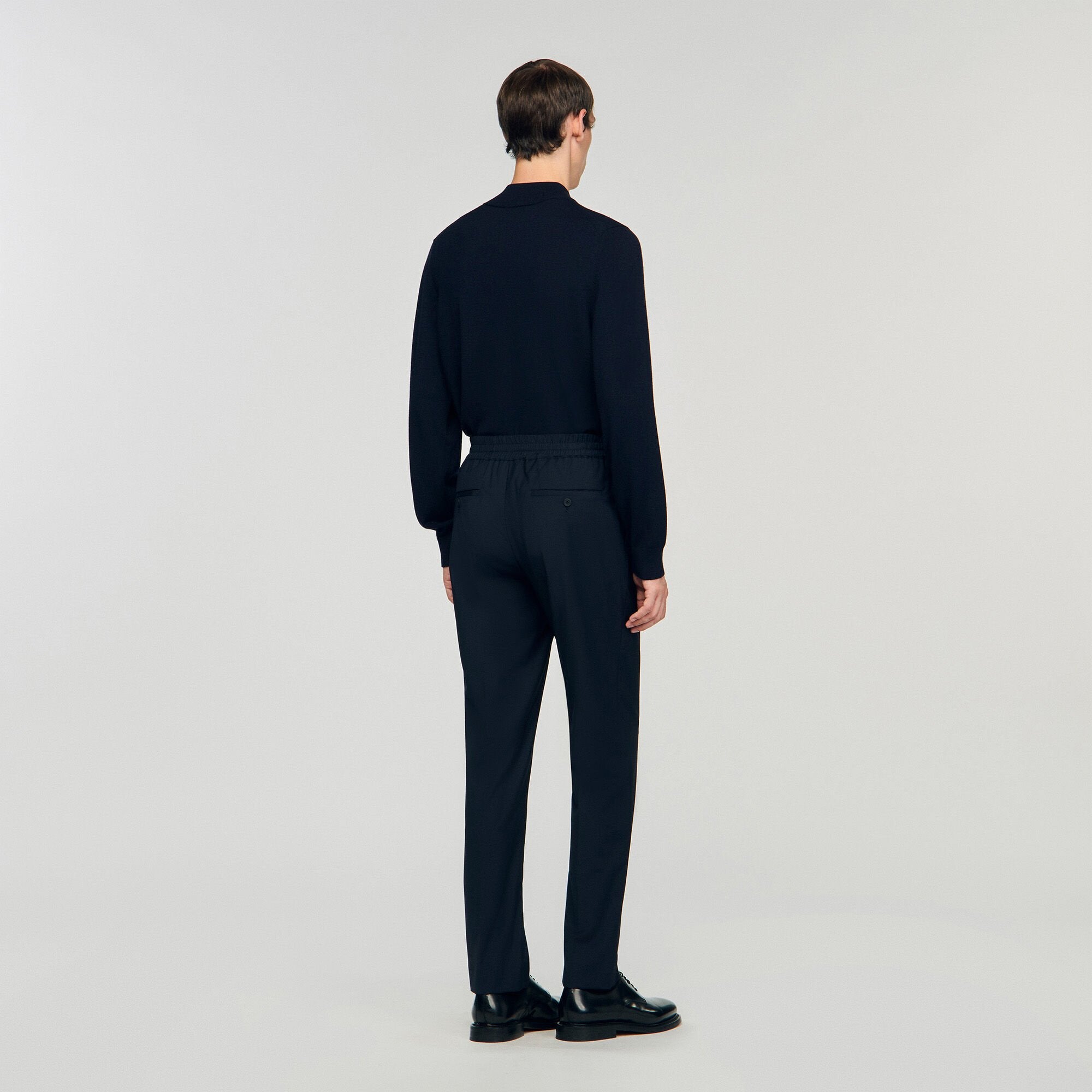 Elasticated straight-leg trousers Navy Blue Sandro Men