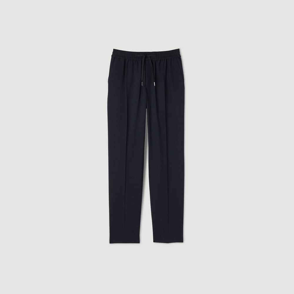 Elasticated straight-leg trousers Navy Blue Sandro Men