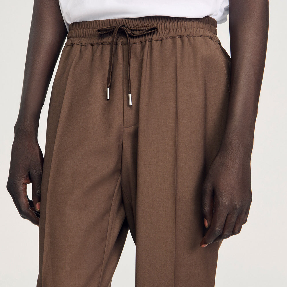 Elasticated straight-leg pants Tobacco Brown Sandro Men