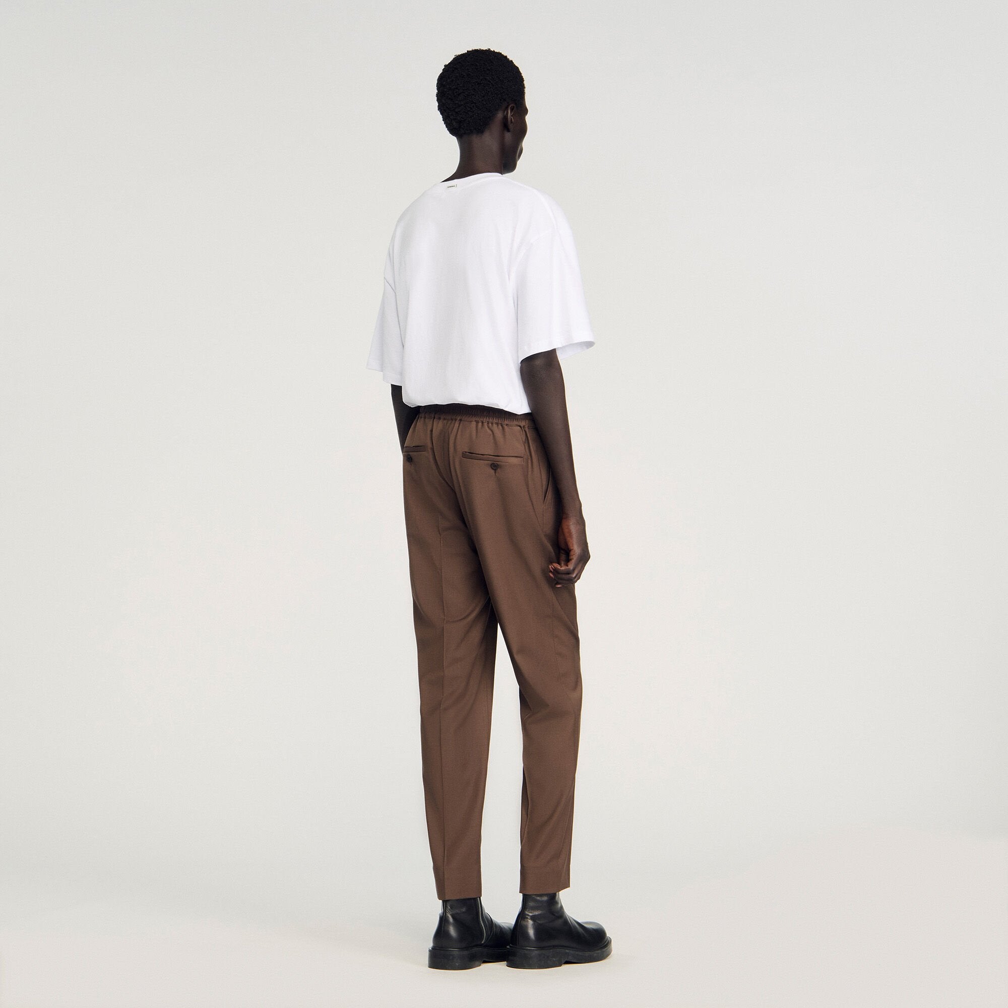 Elasticated straight-leg pants Tobacco Brown Sandro Men