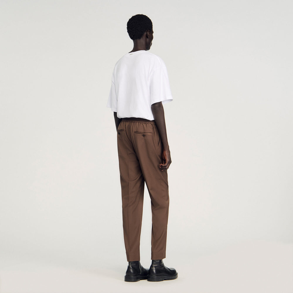 Elasticated straight-leg pants Tobacco Brown Sandro Men