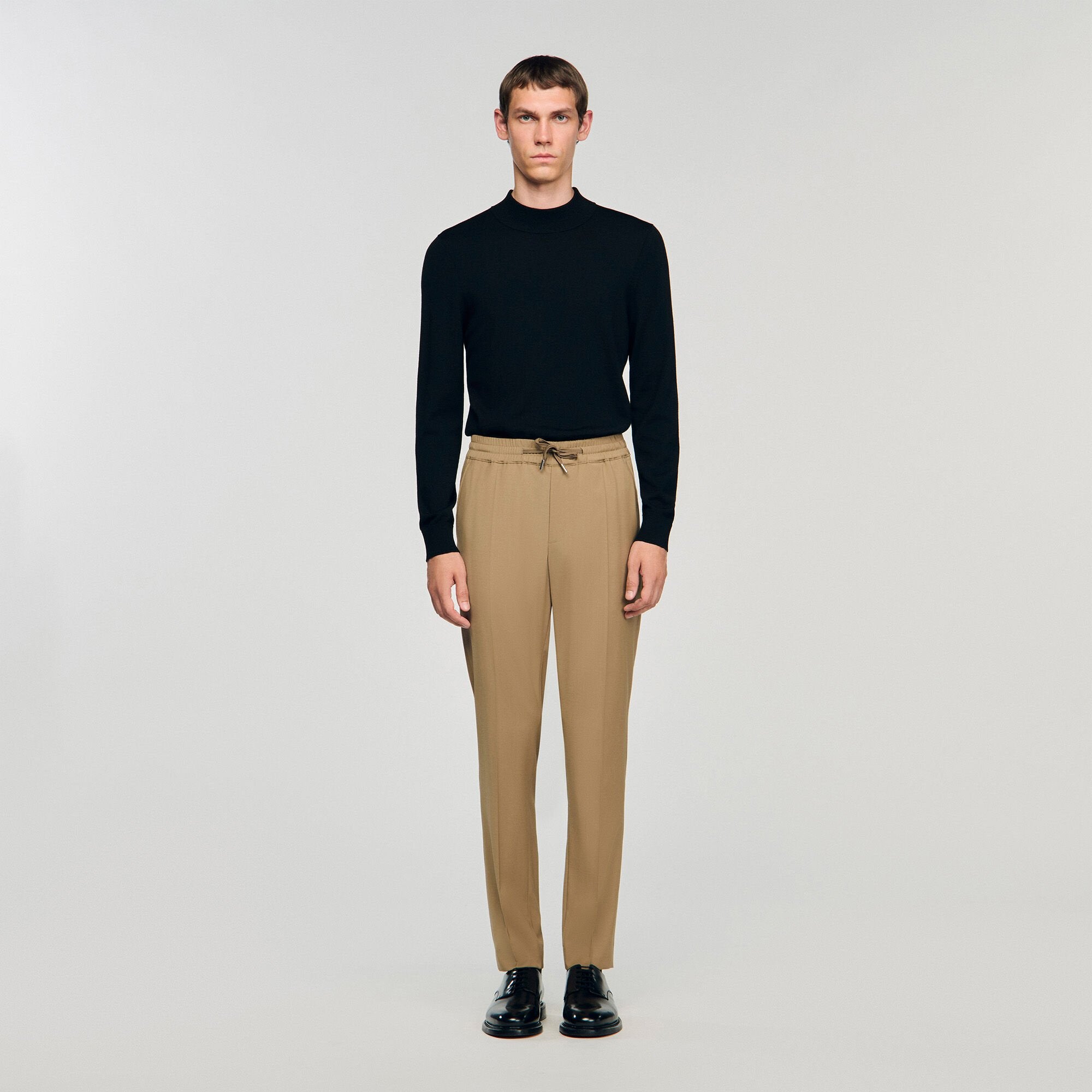 Elasticated straight-leg trousers Dark Sand Sandro Men