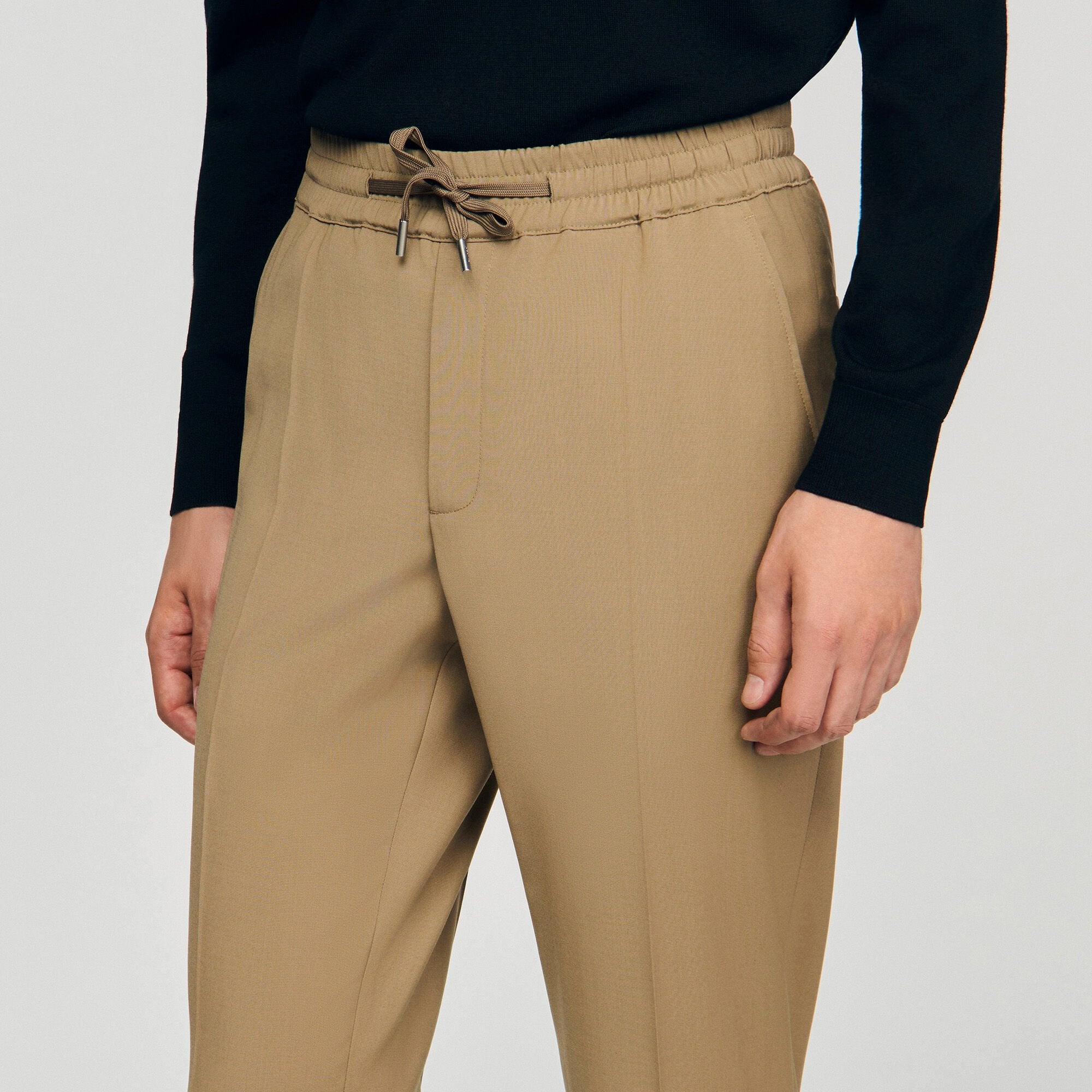 Elasticated straight-leg trousers Dark Sand Sandro Men