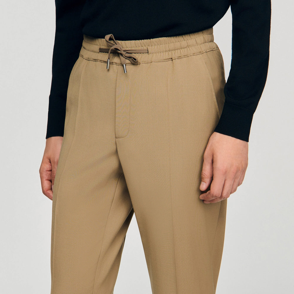 Elasticated straight-leg trousers Dark Sand Sandro Men