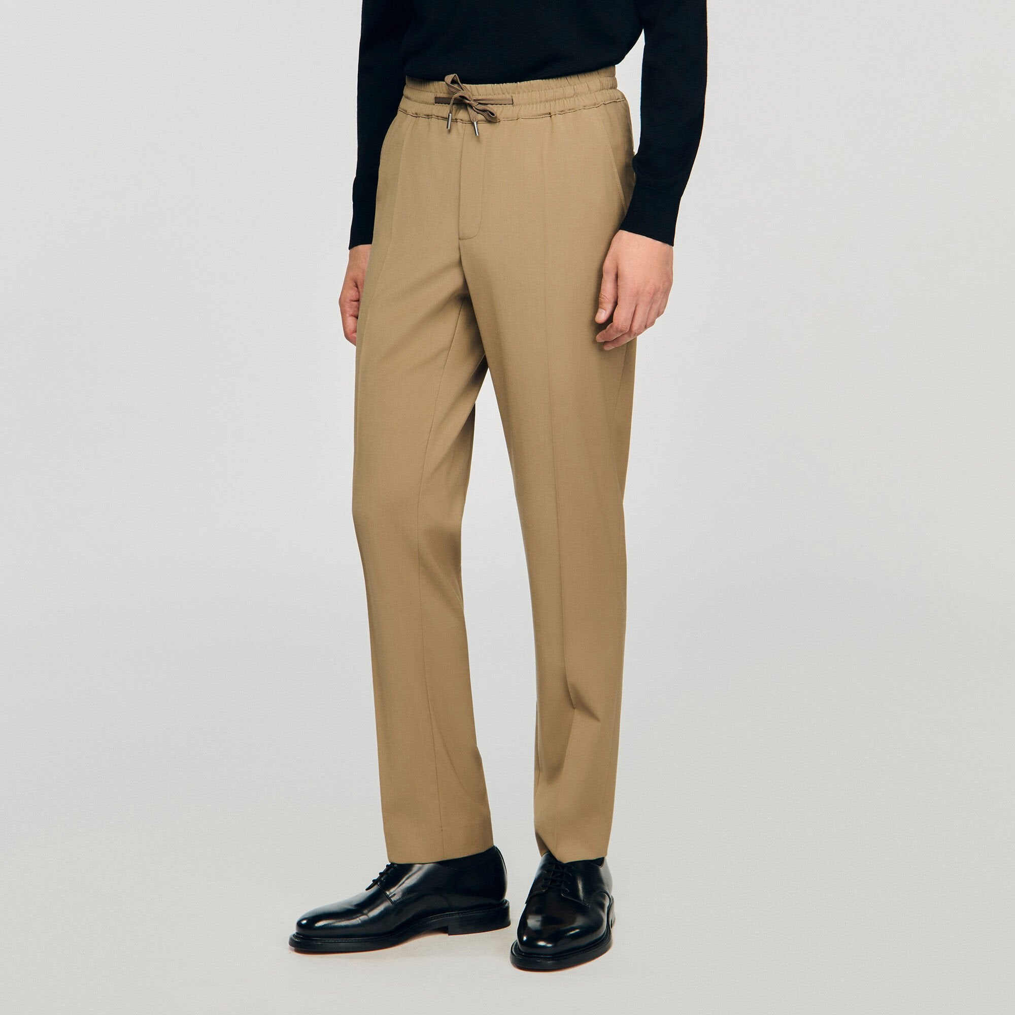 Elasticated straight-leg trousers Dark Sand Sandro Men