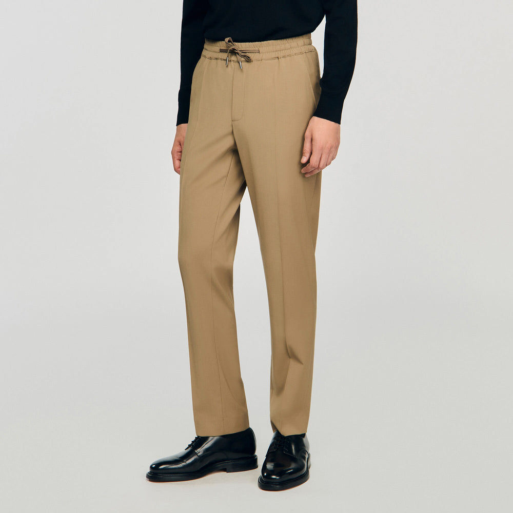 Elasticated straight-leg trousers Dark Sand Sandro Men