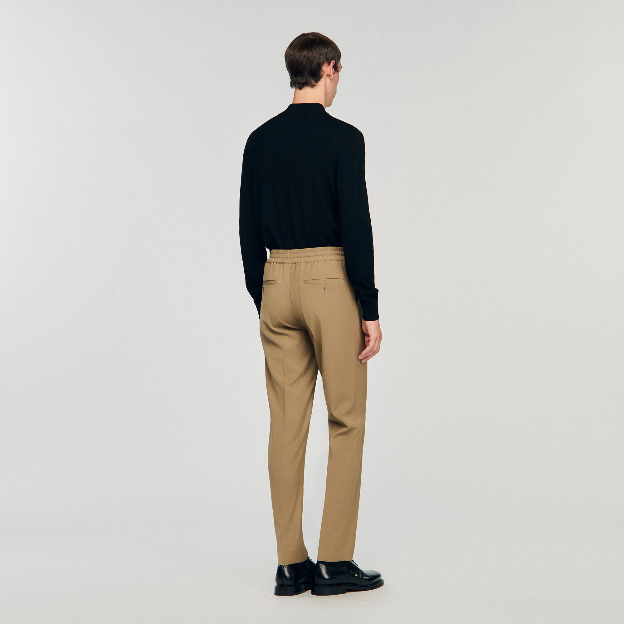 Elasticated straight-leg trousers Dark Sand Sandro Men