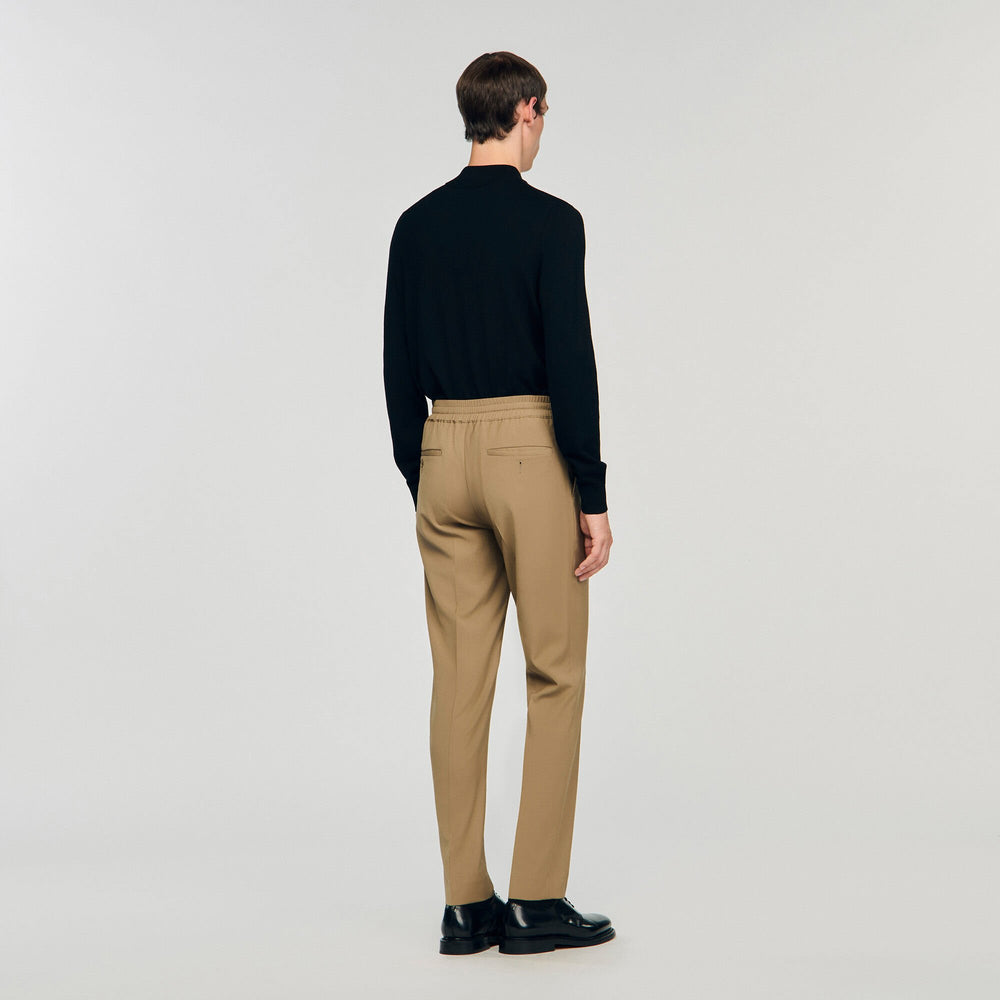Elasticated straight-leg trousers Dark Sand Sandro Men