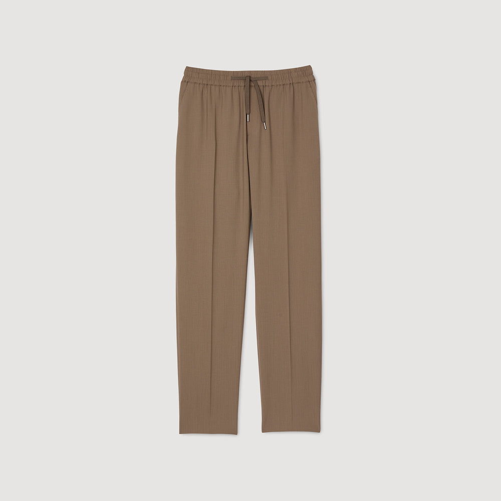 Elasticated straight-leg trousers Dark Sand Sandro Men
