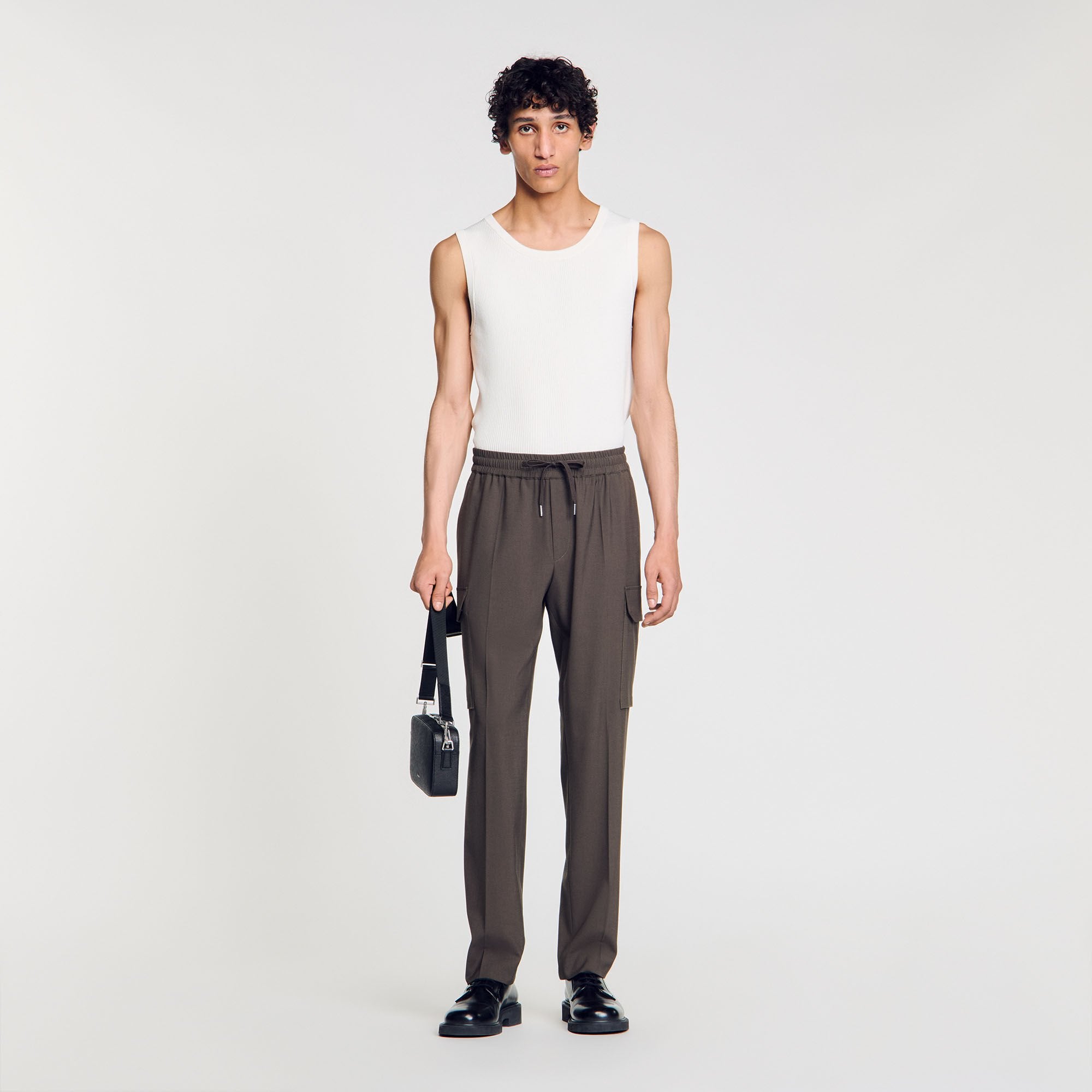 Elasticated cargo trousers Dark Kaki. Sandro Men