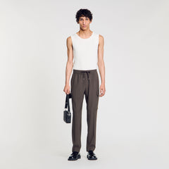 Elasticated cargo trousers Dark Kaki. Sandro Men