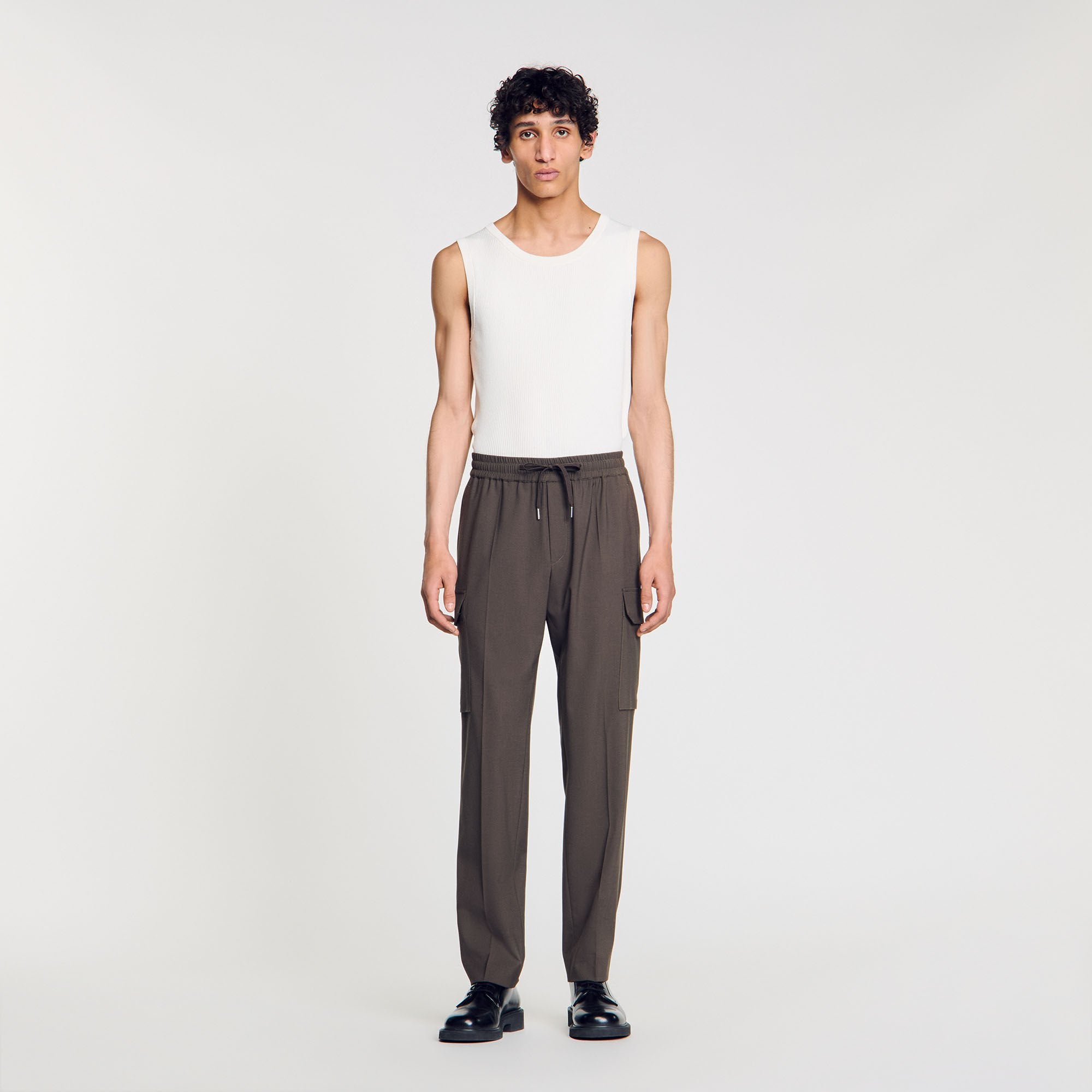 Elasticated cargo trousers Dark Kaki. Sandro Men