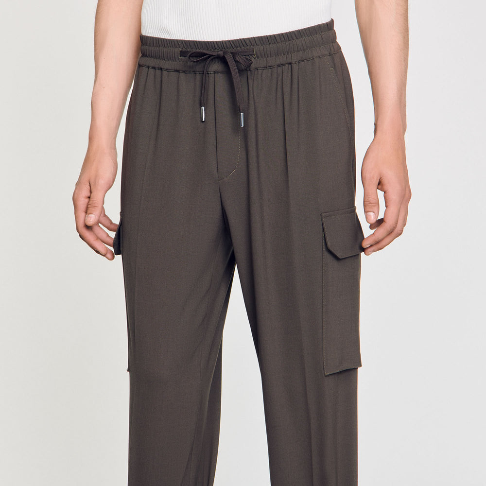 Elasticated cargo trousers Dark Kaki. Sandro Men