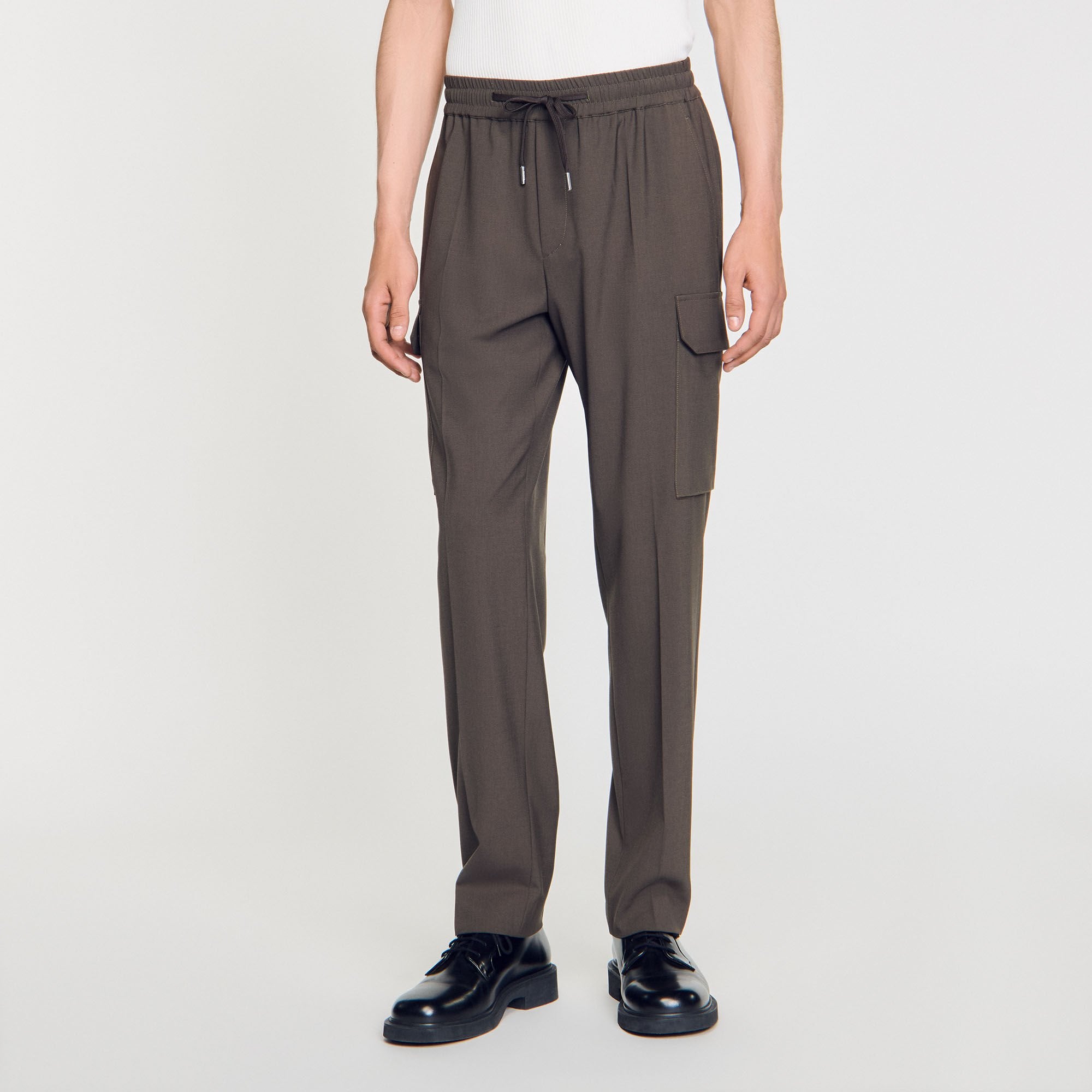 Elasticated cargo trousers Dark Kaki. Sandro Men