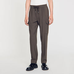 Elasticated cargo trousers Dark Kaki. Sandro Men