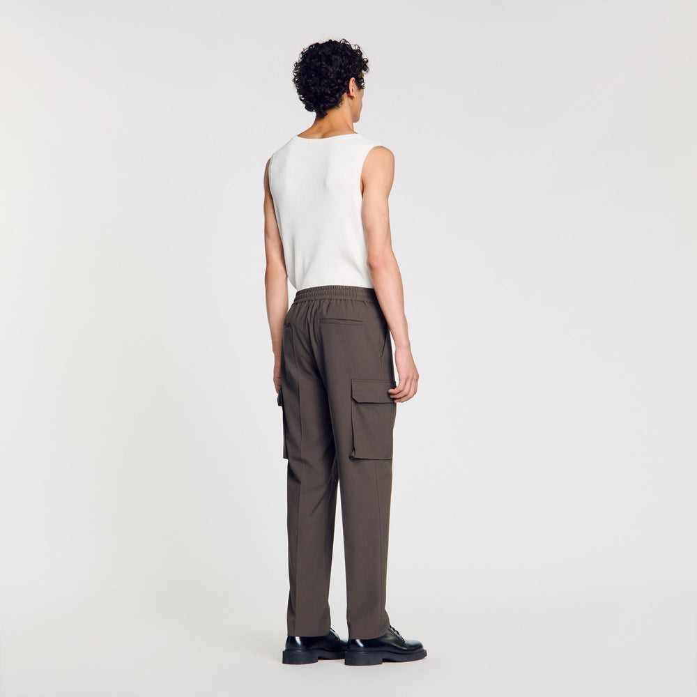 Elasticated cargo trousers Dark Kaki. Sandro Men
