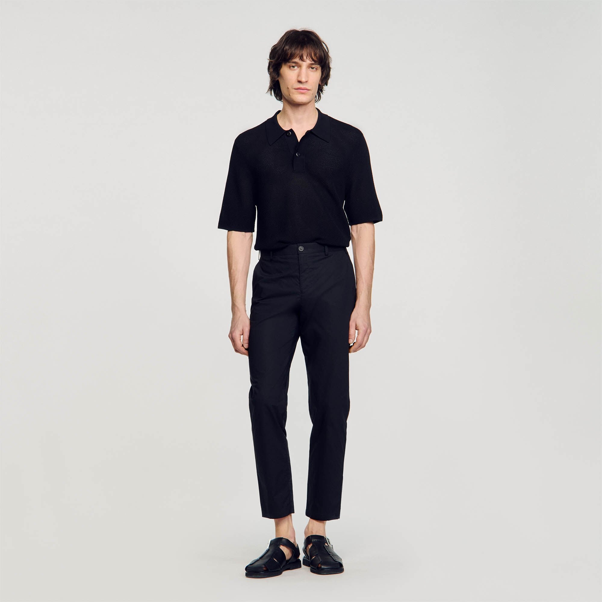 Cotton carrot-cut trousers Black Sandro Men