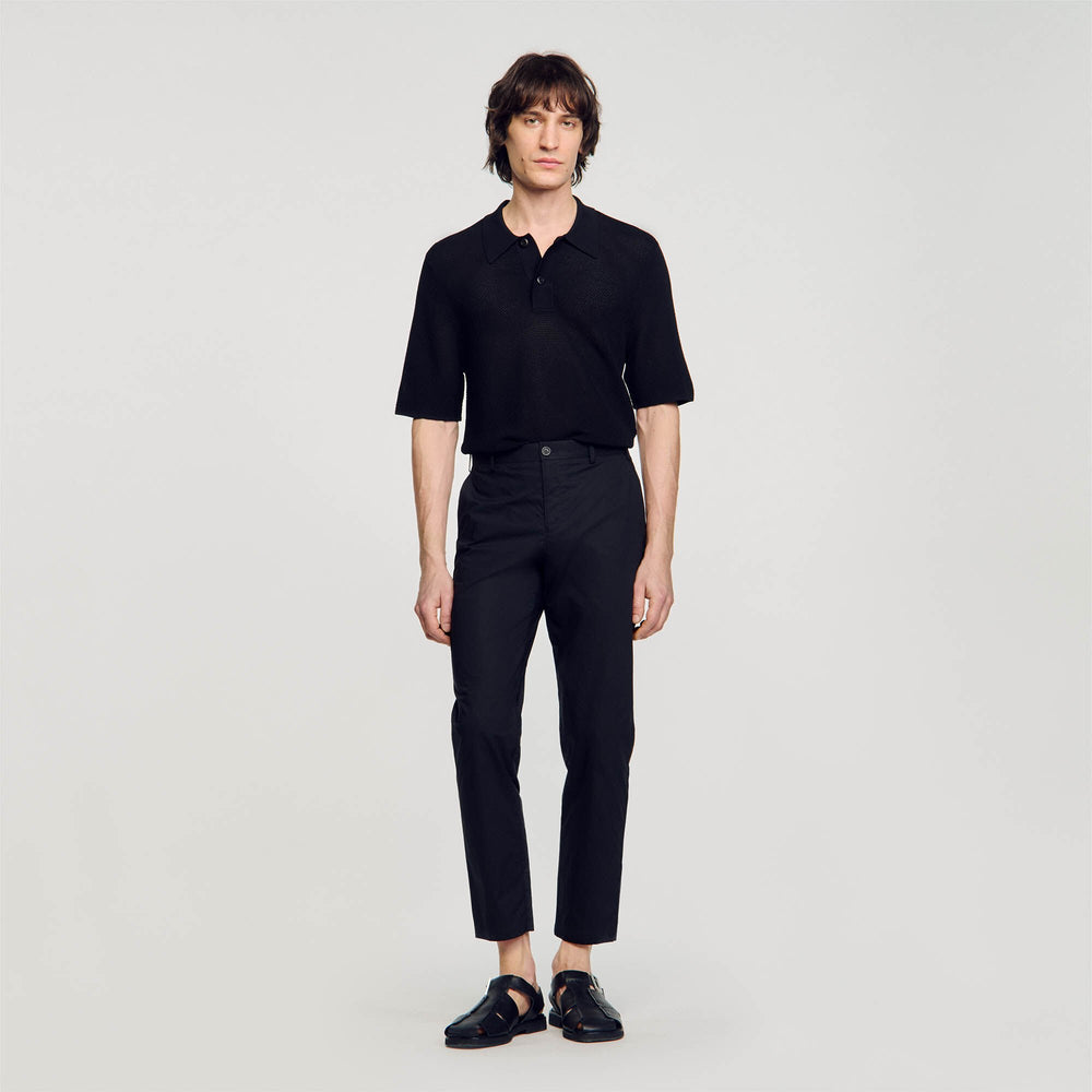 Cotton carrot-cut trousers Black Sandro Men