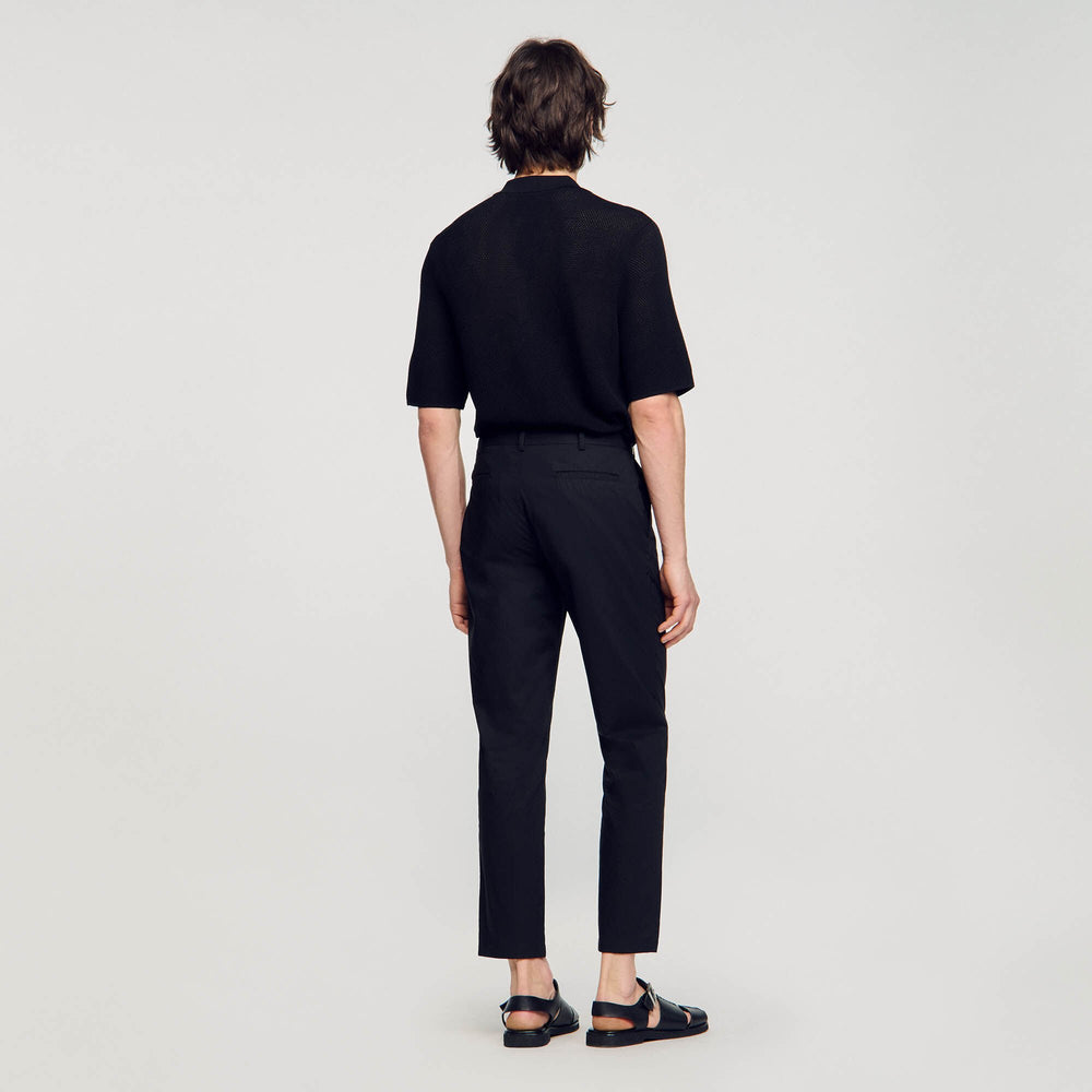 Cotton carrot-cut trousers Black Sandro Men